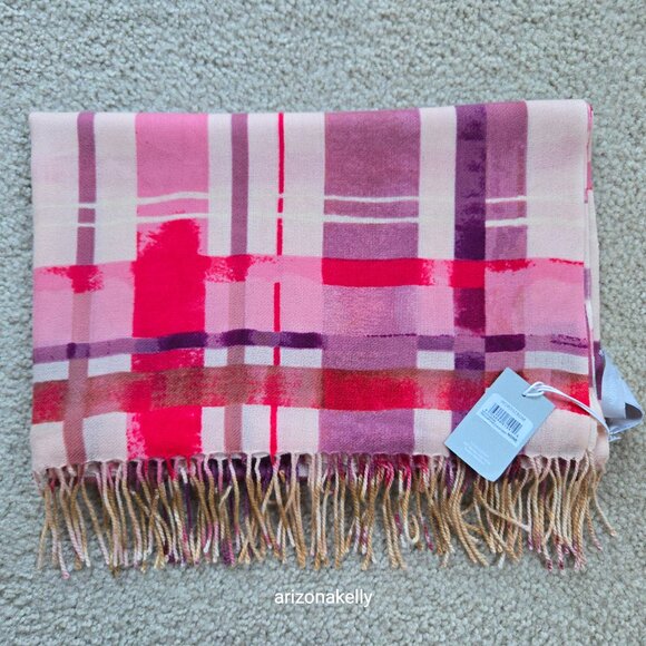 NWT Wool Cashmere Lightweight Scarf Nordstrom Pink Purple - Picture 11 of 11